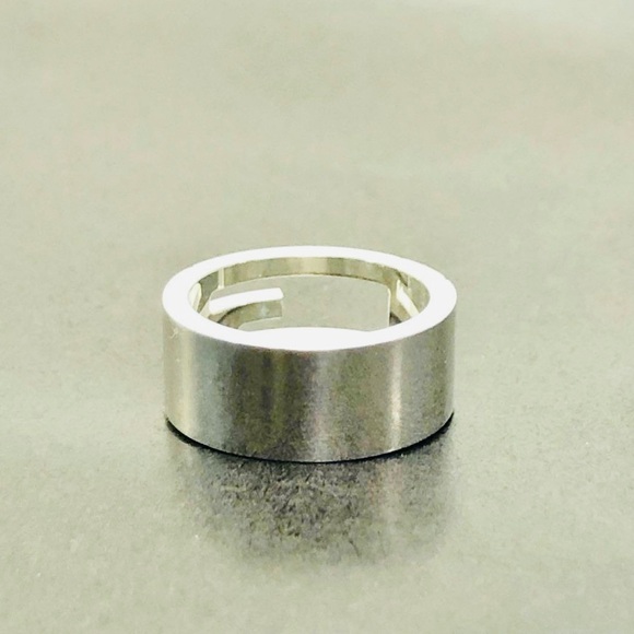 Gucci G cut Logo 925 Stamp Sterling Silver Unisex Ring Size 10 US 5 - Picture 2 of 7